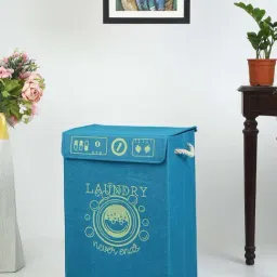 HOSTA HOMES Blue Jute Foldable Laundry Basket - Set of 1-image-75