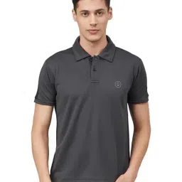 Chkokko Dark Grey Regular Fit Polo T-Shirt-picture-1
