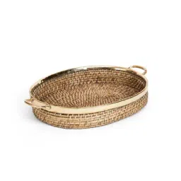 Home4U Brown Cane 29 cm Tray With Handle - Set of 1-21