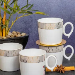 Goodhomes Printed White Porcelain Coffee Mug - Set of 6 (160ml)-15