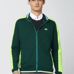 Peter England Green Regular Fit Colour Block Sweatshirt-picture-10