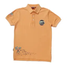 Gini & Jony Kids Orange Printed Polo T-Shirt-image-72