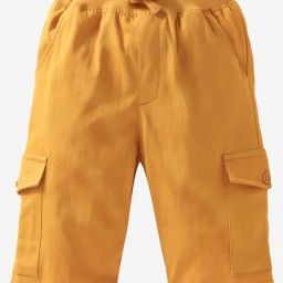 Kiddopanti Kids Mustard Solid Cargo Shorts-image-82
