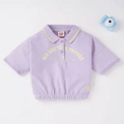 Ed-a-Mamma Kids Lavender Graphic Print Polo T-Shirt-image-30