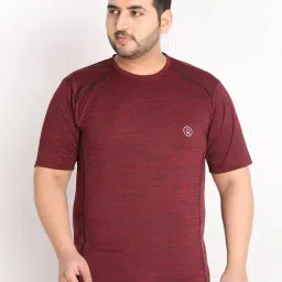 Chkokko Wine Regular Fit Self Pattern T-Shirt-image-104