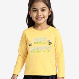 The Souled Store Girls Yellow Bee Happy Full Sleeve T-Shirts-image-130