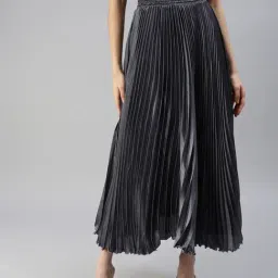 SHOWOFF Grey Midi Flared Skirt-image-59