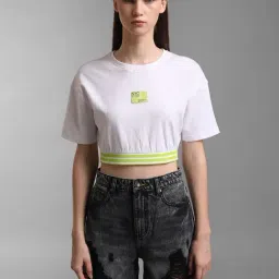 KZ07 by Kazo White Cotton Crop Sweatshirt-16
