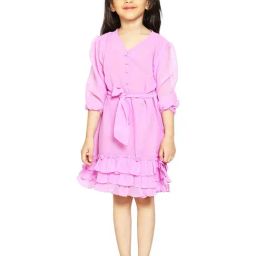 Kiddopanti Kids Lilac Solid Dress-picture-22