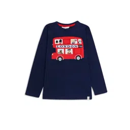 H by Hamleys Boys Navy Applique Full Sleeves T-Shirt-image-89