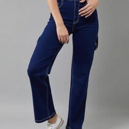 DOLCE CRUDO Blue Flared Fit High Rise Jeans-picture-8