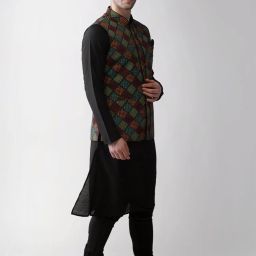 Kisah Multicolored Regular Fit Printed Kurta Set With Jacket image 4