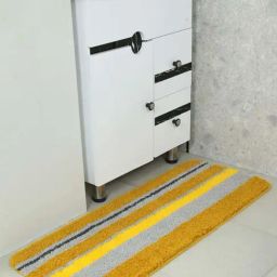 Saral Home Yellow & Grey Polyester Bathmat-21