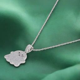 crash.club By CKC 925 Silver Sterling Silver Ghost Pendant Chain with Sparkling Accents-image-52