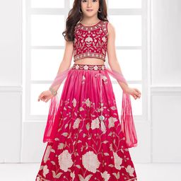 Ministitch Girls Embroidered Thread Work Ready to Wear Lehenga & Blouse With Dupatta-picture-21