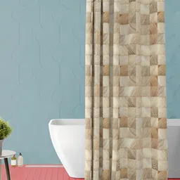 ArtzFolio Beige Printed Waterproof Shower Curtain-51