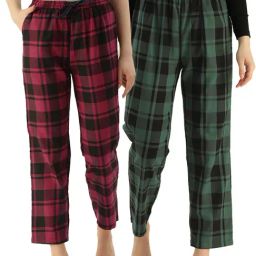 Kryptic Maroon & Green Cotton Checks Lounge Pants (Pack Of 2)-image-93