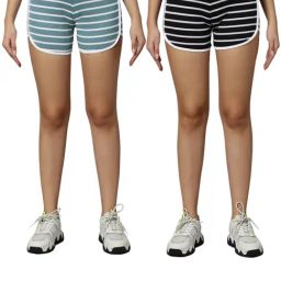 Omtex Black & Grey Printed Sports Shorts - Pack Of 2-image-17