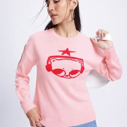 glitchez Knitted Snuggly Conversational Pullover-image-14