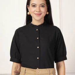 Style Quotient Black Solid Short Sleeves Shirt-image-80
