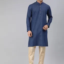 Manthan Men Solid Mandarin Collar Kurta-image-86