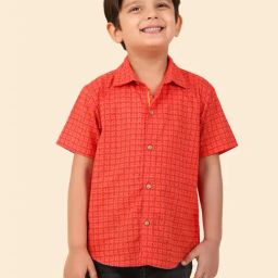 Fabindia Kids Coral Printed Shirt-image-82