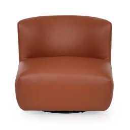Durian Percy Caramel Brown Premium Leatherette Lounge Chair-14