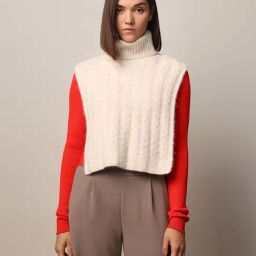 Only White High Neck Knitted Sweater-28