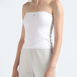 Tommy Hilfiger White Solid Slim Fit Top-picture-24