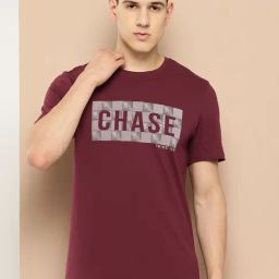 Alcis Maroon Printed Regular Fit Printed T-Shirt-image-95