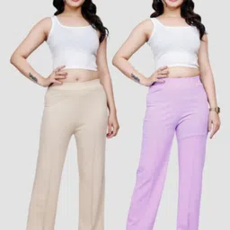 NU CLOTHS Women Pack Of 2 Original High-Rise Pleated Trousers-picture-3
