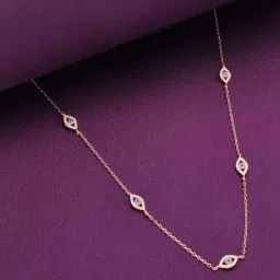 Kai Jewel Sterling Silver Rose Gold Minimalistic Multiple Evil Eye Studded Chain Necklace-image-14