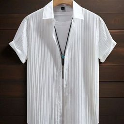 Metronaut Men Standard Regular Fit Spread Collar Textured Elastane Casual Shirt-image-105