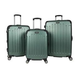 Kenneth Cole Green Textured Large Checked Luggage-8