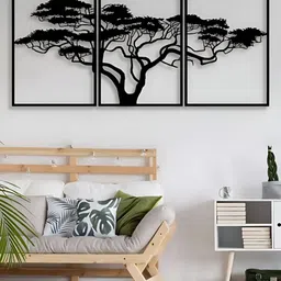 STASH HOUSE Black 3Pc Wooden Wall Hangings-14