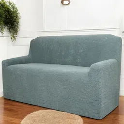 HOUSE OF QUIRK Universal Green Self Design Jacquard 2 Seater Soft Touch Sofa Cover & Arms-image-67