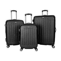 Kenneth Cole Black Textured Large Checked Luggage-1