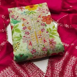 LeeliPeeri Designer Floral Printed Thread Work Unstitched Dress Material-picture-21