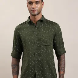 Turtle Floral Printed Spread Collar Pure Cotton Slim Fit Shirt-picture-6