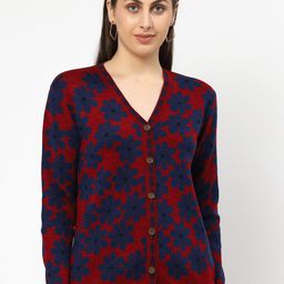 Kalt Women Floral Printed V-Neck Long Sleeves Sweaters-image-37