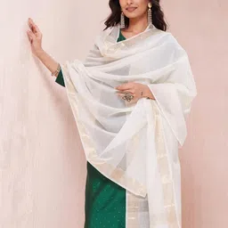Fabindia Woven Design Cotton Silk Dupatta with Zari-picture-18