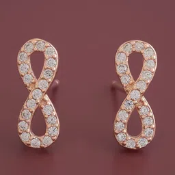 Kushal's Fashion Jewellery 92.5 Pure Silver Gold Plated Cubic Zirconia Geometric Studs-3