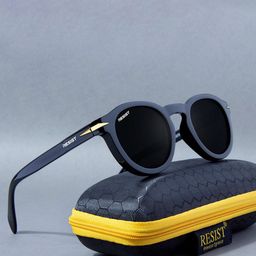 RESIST EYEWEAR Unisex Black Lens & Black Round Sunglasses with-image-5