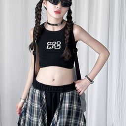 LULU & SKY Girls Round Neck Typography Printed Crop Top-image-36