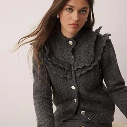 Trendyol Women Cable Knit Mock Collar Long Sleeves Cardigan-picture-24