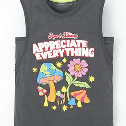 Doreme Single Jersey Sleeveless Top Text Print - Grey-picture-24