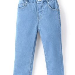 Babyhug Denim Washed Full Length  With Stretch Jeans Solid Colour   Fly With Zipper -  Light Blue-image-72
