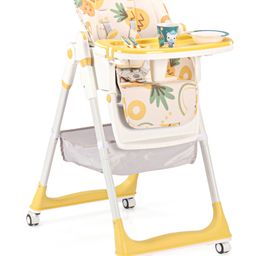 Pineapple Multi Function Baby High Chair with Wheels & Basket- Yellow-22