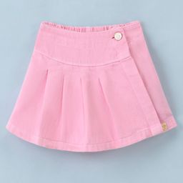 Little Kangaroos 100% Cotton Woven Mid Thigh Solid Color Skort - Pink-image-67
