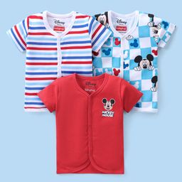 Babyhug Disney Interlock Knit Half Sleeves Jhablas With Mickey Mouse Pack of 3 - Multicolor-image-12